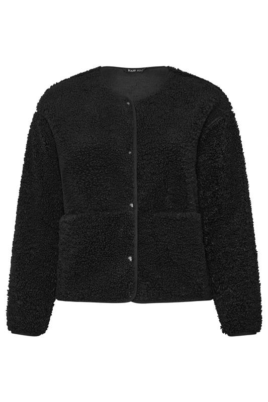 YOURS Plus Size Black Collarless Fleece | Yours Clothing 5