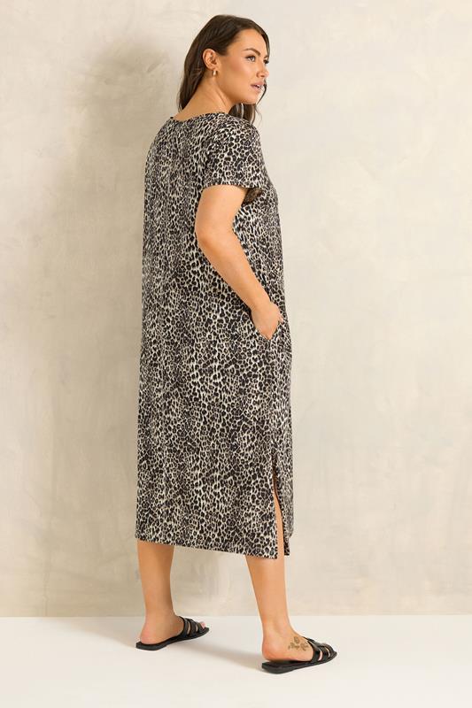 EVANS Plus Size Natural Brown Leopard Print Cotton Dress | Evans  4