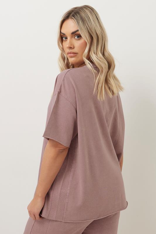 YOURS Plus Size Pink Acid Wash Oversized Sweat T-Shirt | Yours Clothing 4