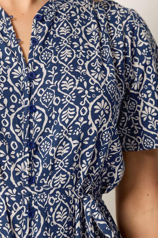 LTS Tall Women's Dark Blue & White Floral Tie Waist Maxi Dress | Long Tall Sally 4