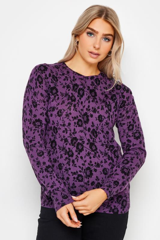 Women's  M&Co Purple Floral Print Jumper