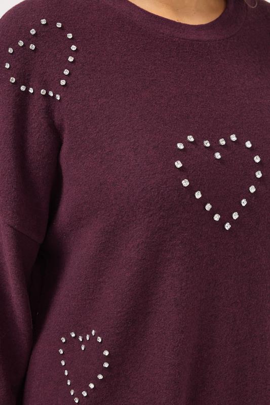 YOURS Plus Size Purple Diamante Soft Touch Jumper | Yours Clothing 4