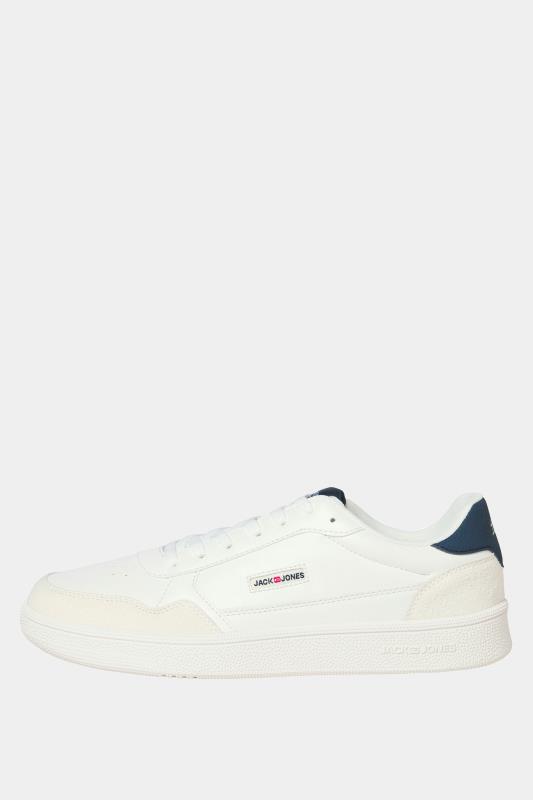 JACK & JONES White & Navy Blue Lace Up Trainers | BadRhino 2