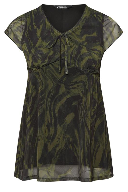 YOURS Plus Size Green Swirl Print Mesh Top | Yours Clothing 6