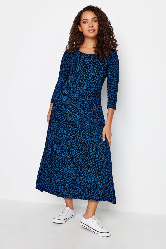 Women's  M&Co Petite Blue Spot Markings Midi Dress