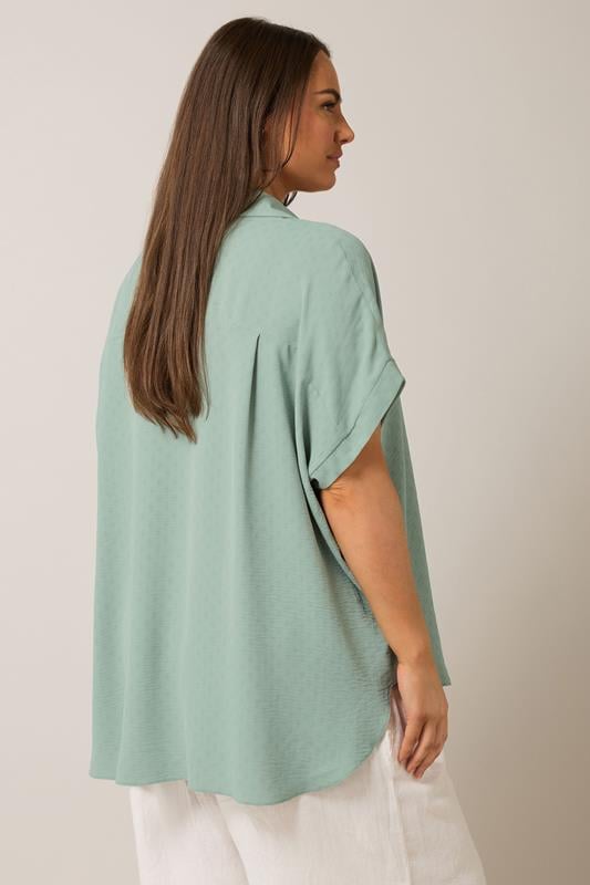 EVANS Plus Size Mint Green Grown-On Sleeve Blouse | Evans 2