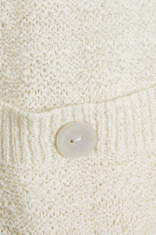 LTS Tall Ivory White Knitted Metallic Button Vest Top | Long Tall Sally 5