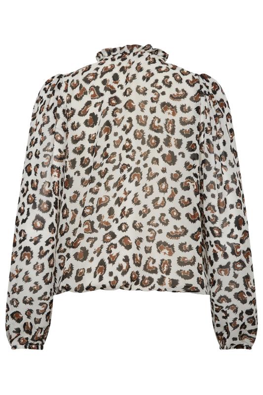 M&Co Natural Brown Animal Print Tie Neck Blouse | M&Co