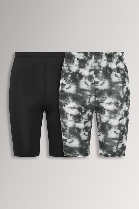 YOURSET 2 PACK Plus Size Black Tie Dye Cycling Shorts | Yours Clothing 1