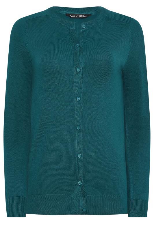 M&Co Teal Green Button Up Ribbed Shoulder Cardigan | M&Co 6