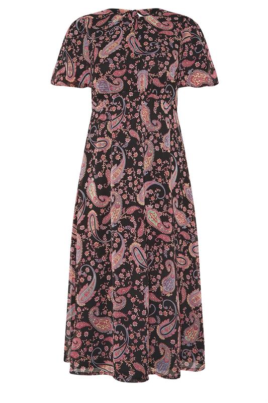 PixieGirl Petite Women's Black Chiffon Paisley Tie Back Dress | PixieGirl 7