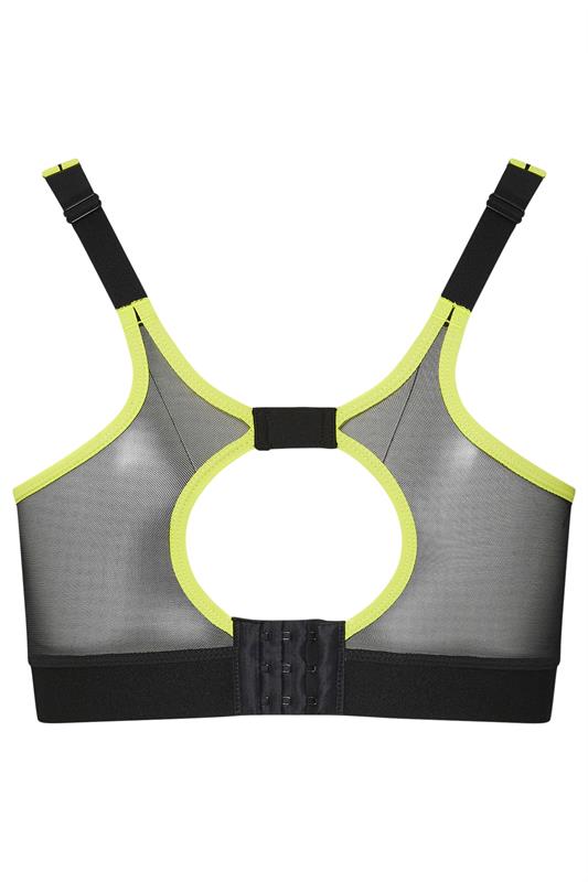 YOURS Plus Size Black Mesh Contrast Trim Non Padded Sports Bra | Yours Clothing 7