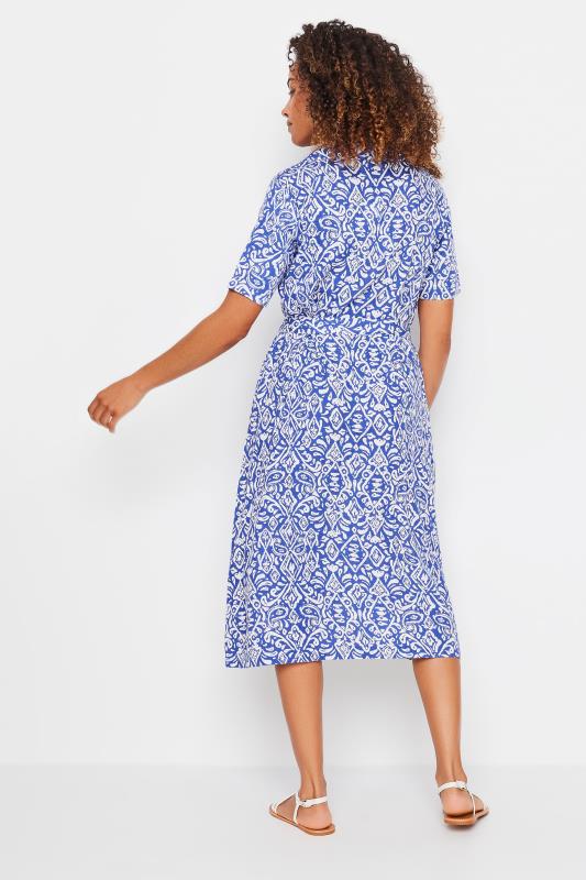 M&Co Blue & White Linen Tile Print Shirt Dress | M&Co 4