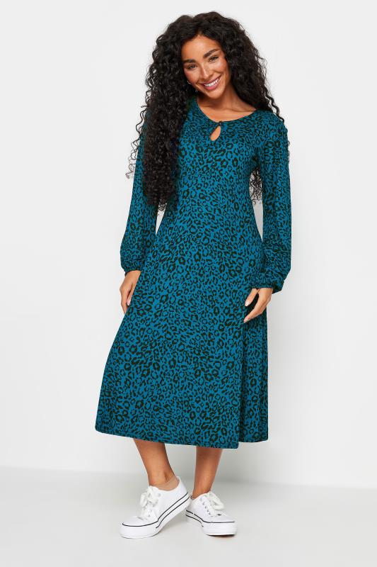 M&Co Petite Blue Leopard Print Midi Dress | M&Co 2