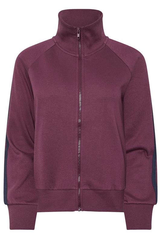 PixieGirl Petite Women's Burgundy Red Stripe Collar Zip Sweatshirt | PixieGirl  5