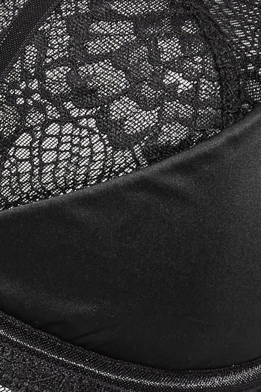 YOURS Plus Size Black Lace Strap Detail Satin Underwired Bra | Yours Clothing 7