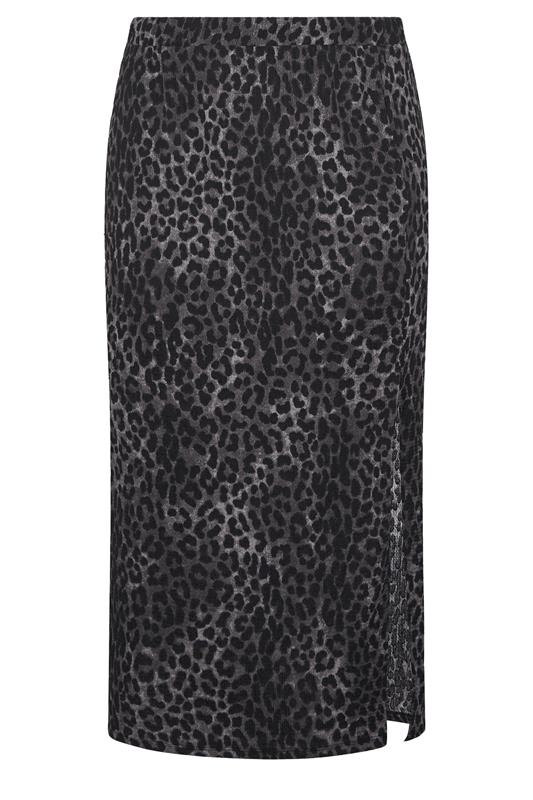 YOURS Plus Size Grey Leopard Print Textured Tube Skirt | Yours Clothing 5