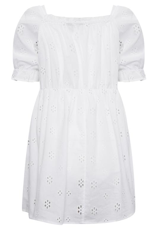 YOURS Plus Size Curve White Broderie Anglaise Peplum Top | Yours Clothing  7