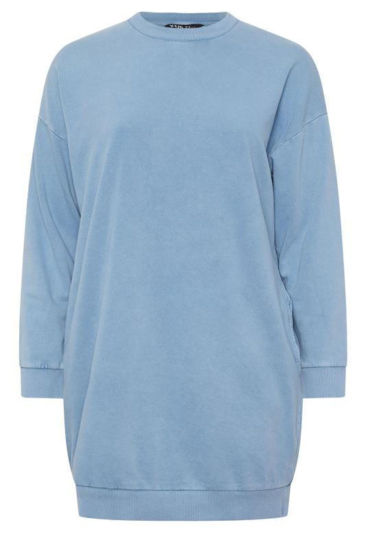 YOURS Plus Size Light Blue Sweatshirt Dress | Yours Clothing 5