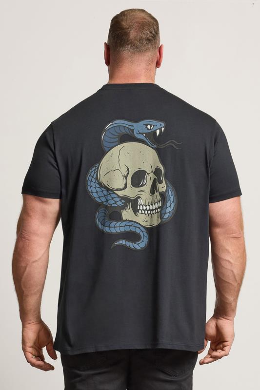 STUDIO A Big & Tall Black Snake & Skull Graphic T-Shirt | BadRhino 2