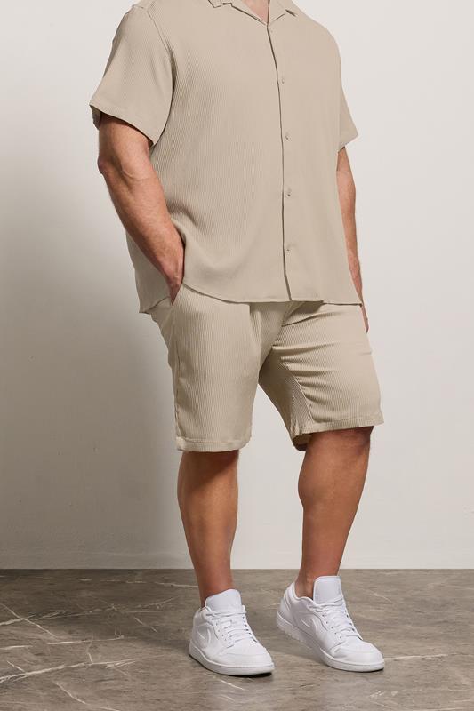 JACK & JONES Big & Tall Stone Brown Revere Shirt & Short Set | BadRhino 1