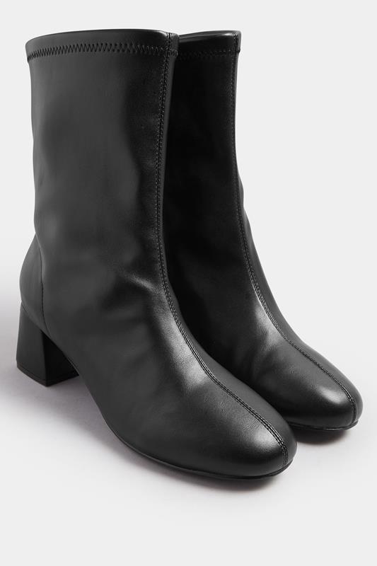 Black Block Heel Stretch Boots In Extra Wide EEE Fit