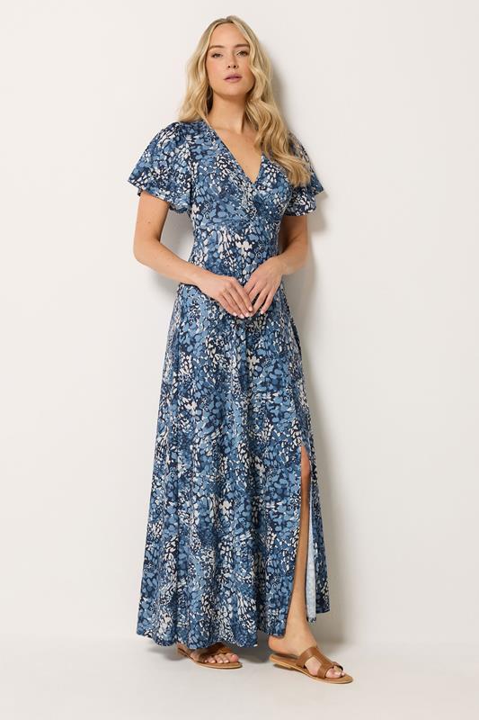 LTS Tall Women's Dark Blue Abstract Wrap Maxi Dress | Long Tall Sally 1