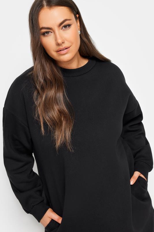 YOURS Plus Size Black Sweatshirt Dress | Yours Clothing 4