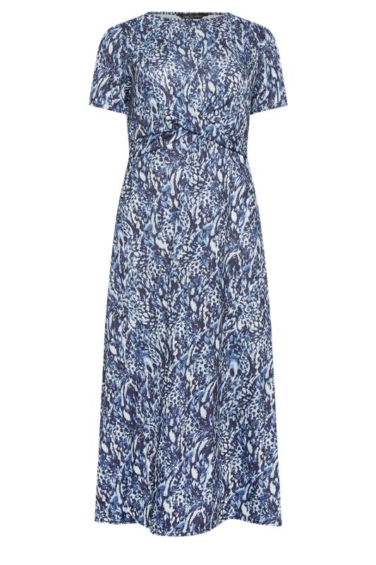 M&Co Navy Blue & White Abstract Print Short Sleeve Midi Dress | M&Co 5