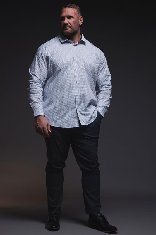 BadRhino Tailoring Big & Tall Blue Abstract Print Formal Shirt | BadRhino 2