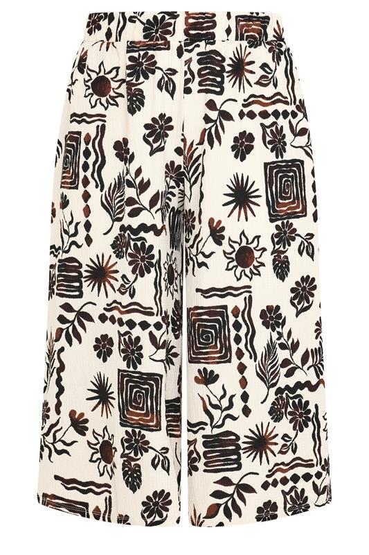 YOURS Plus Size Natural Brown Sun Print Culottes | Yours Clothing 5