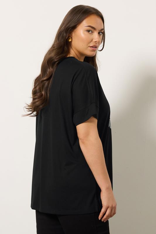 EVANS Plus Size Black Floral Stud Detail Modal Top | Evans 2