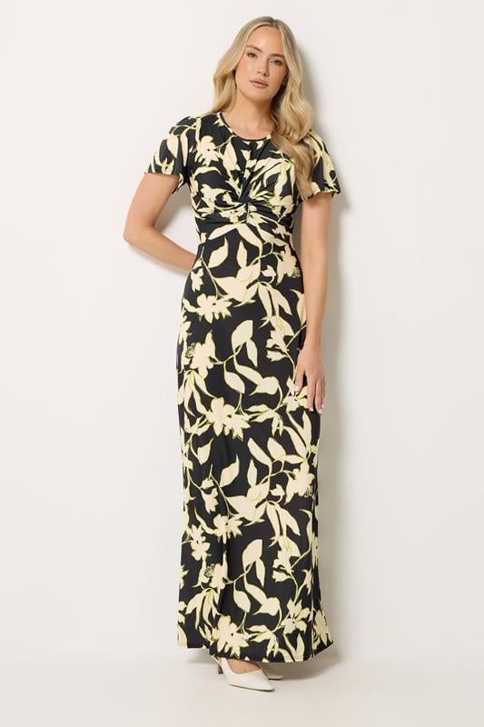 LTS Tall Black Floral Twist Front Maxi Dress