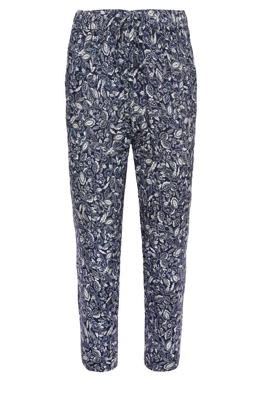 M&Co Petite Navy Blue Leaf Print Trousers | M&Co 5