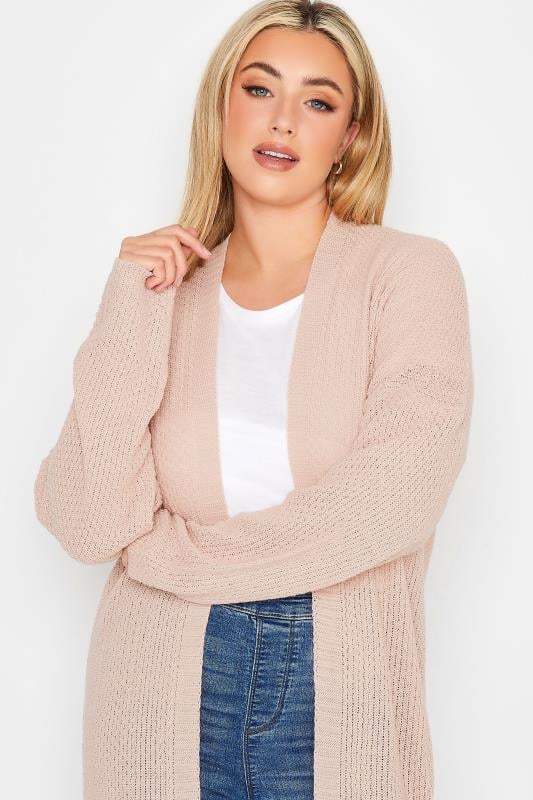 YOURS Curve Plus Size Pink Pointelle Long Sleeve Cardigan | Yours Clothing  4