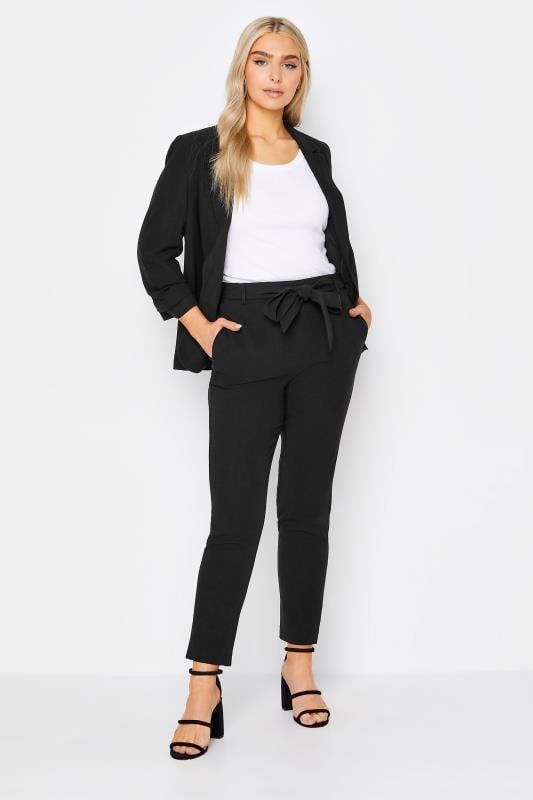 Women's  M&Co Black Tie Waist Linen Trousers