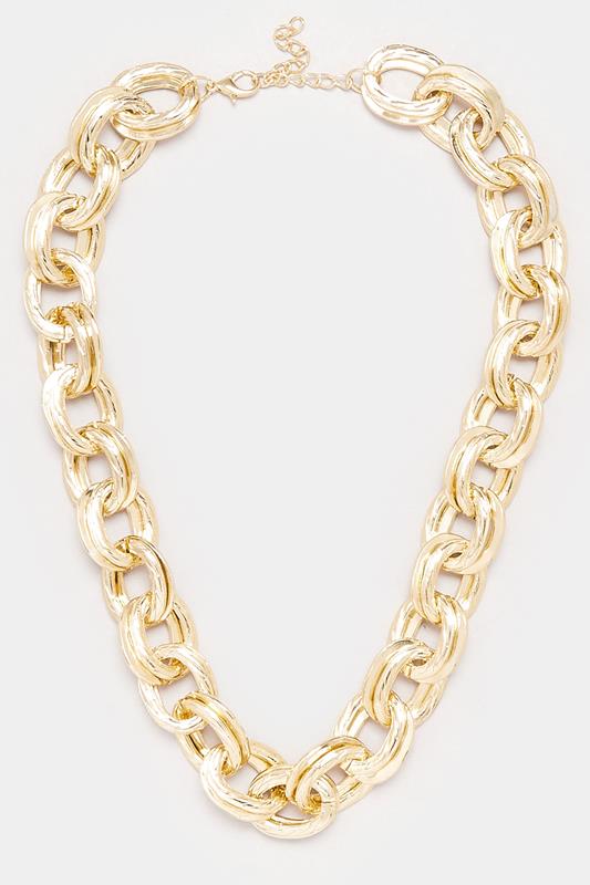 Gold Tone Chain Statement Necklace