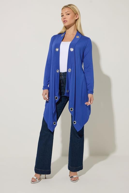  STAR Blue Eyelet Detail Waterfall Cardigan