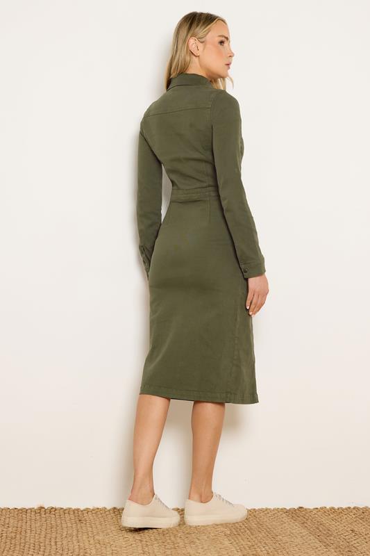 LTS Tall Women's Olive Green Button Denim Midi Dress | Long Tall Sally 2