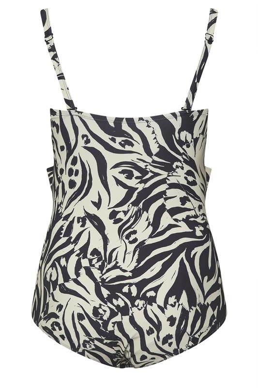 YOURS Plus Size Black Abstract Animal Print Super Sculpt Swimsuit | Yours Clothing 9