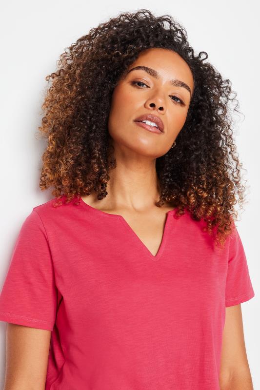 M&Co Raspberry Pink Notch Neck T-Shirt | M&Co 4