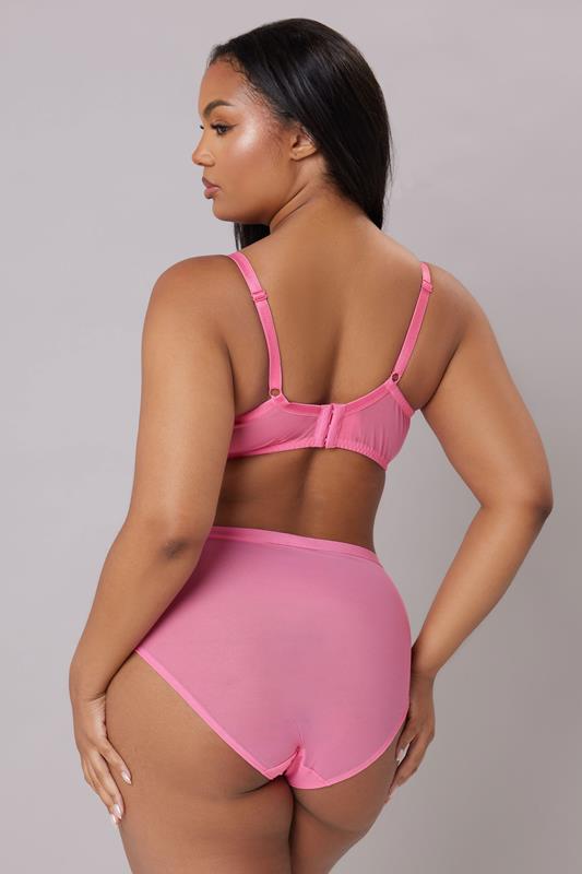 YOURS Plus Size Pink Floral Embroidered Underwired Bra | Yours Clothing 2
