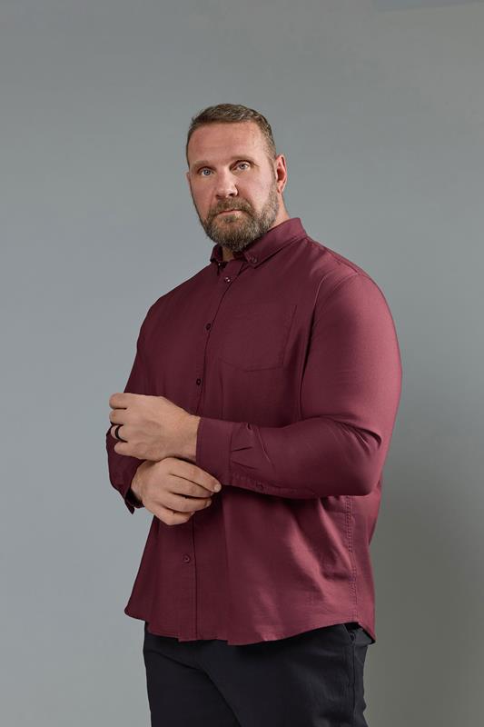 BadRhino Big & Tall Burgundy Red Long Sleeve Oxford Shirt