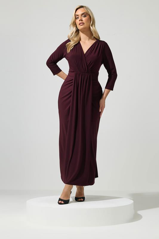 YOURS LONDON Plus Size Purple Maxi Drape Dress | Yours Clothing 1