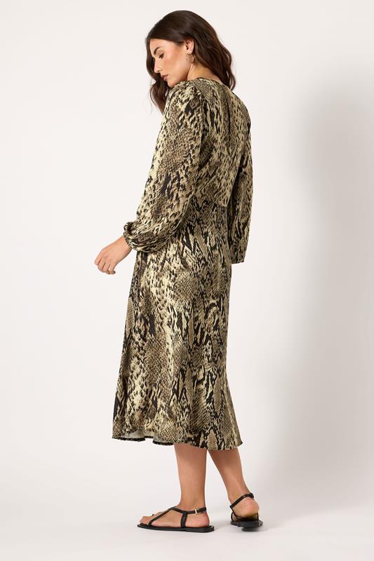LTS Tall Beige Brown Snake Print Wrap Midi Dress | Long Tall Sally 2