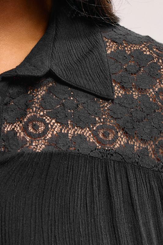 YOURS Plus Size Black Tiered Lace Shirt | Yours Clothing  4