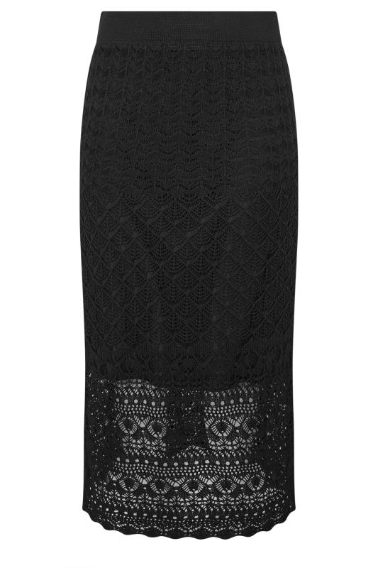 YOURS Plus Size Black Crochet Knitted Midi Skirt | Yours Clothing 6