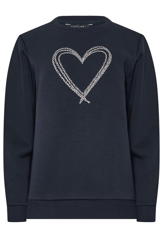 M&Co Navy Blue Animal Print Heart Sweatshirt | M&Co 5