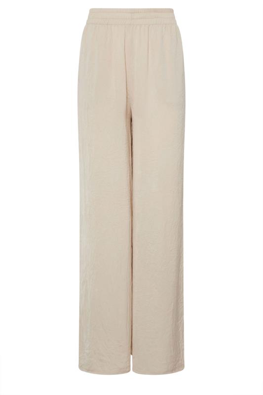 LTS Tall Stone Brown Matt Satin Wide Leg Trousers | Long Tall Sally 6