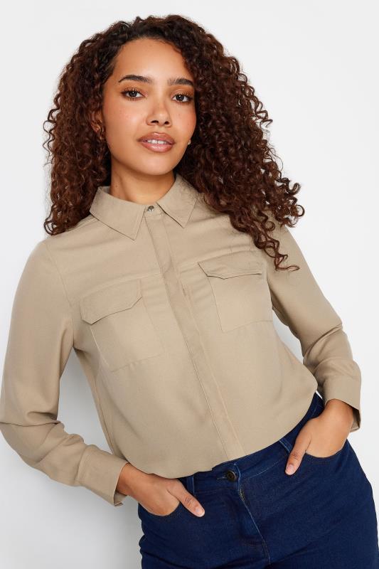 Women's  M&Co Natural Brown Utility Shirt